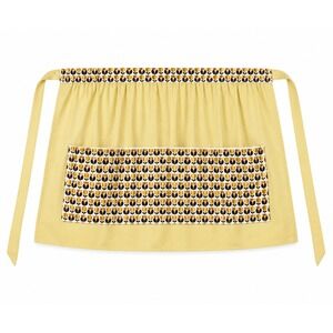 Vintage 70s Handmade Half Apron‎ Yellow Brown Floral Pocket Retro Cottagecore